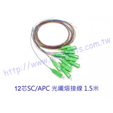 12芯單模 SC/APC 光纖熔接線 豬尾巴 尾纖 熔接 冷接用  電信級、網絡級 12SM- SCAPC-PVC-XX 12芯單SC/APC模光纖熔接線